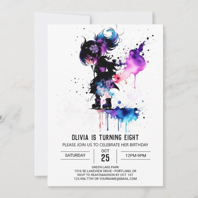 Happy Warrior Ninja Digital Girl Birthday Invitation (Front)