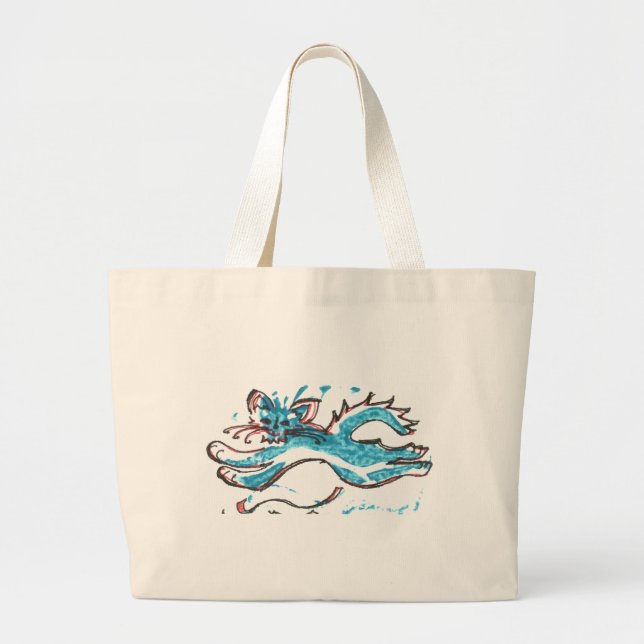 Happy Water Cat Leaping Large Tote Bag (Front)