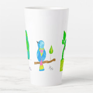 Happy Watercolor Birds Latte Mug