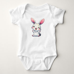 Happy Watercolor Bunny Baby Bodysuit