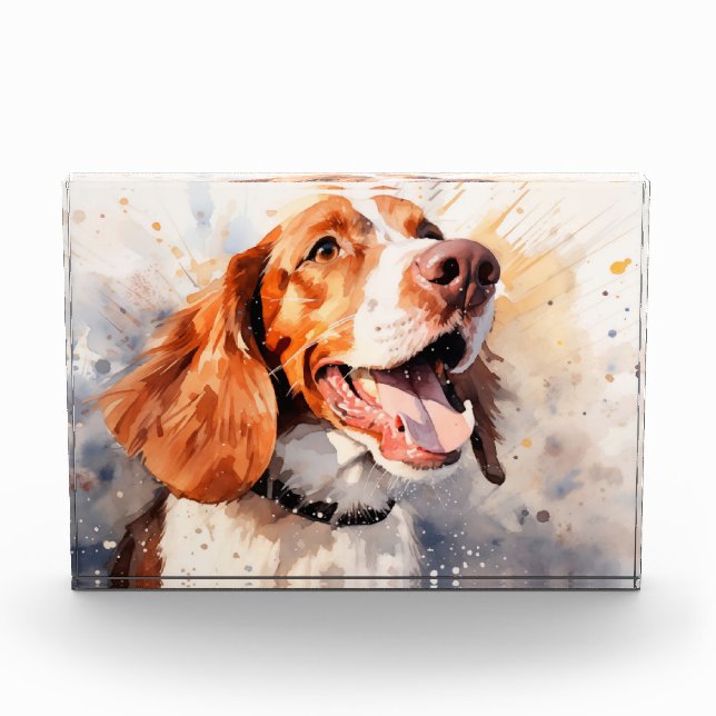 Happy Watercolor Dog Art Print Photo Block (Front)
