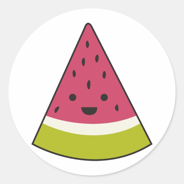 Happy Watermelon Classic Round Sticker (Front)