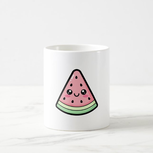 Happy Watermelon – Cute Kawaii Illustration Coffee Mug (Center)