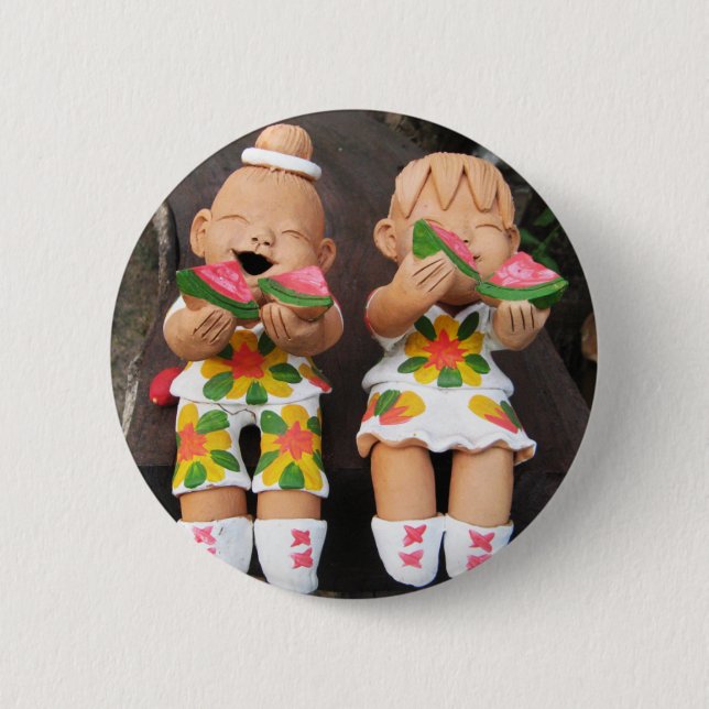 Happy Watermelon Friends 2 Inch Round Button (Front)