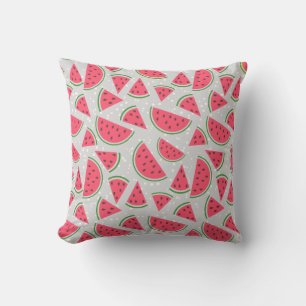 Happy Watermelon Pattern - Choose Your Background Throw Pillow