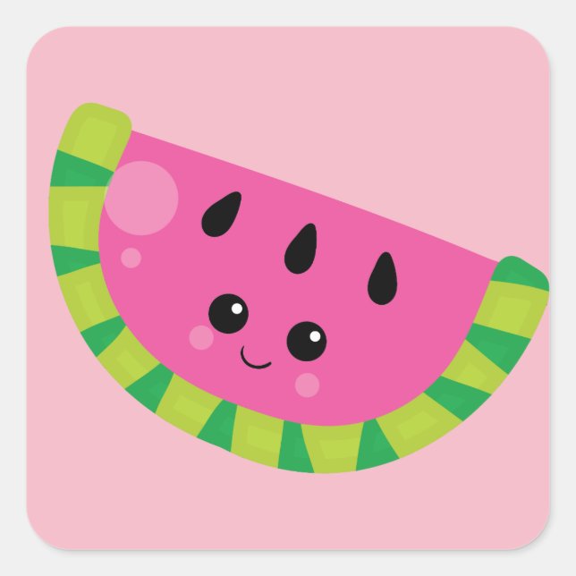 Happy Watermelon Square Sticker (Front)
