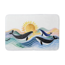 Happy Waves & Blue Whales Watercolor