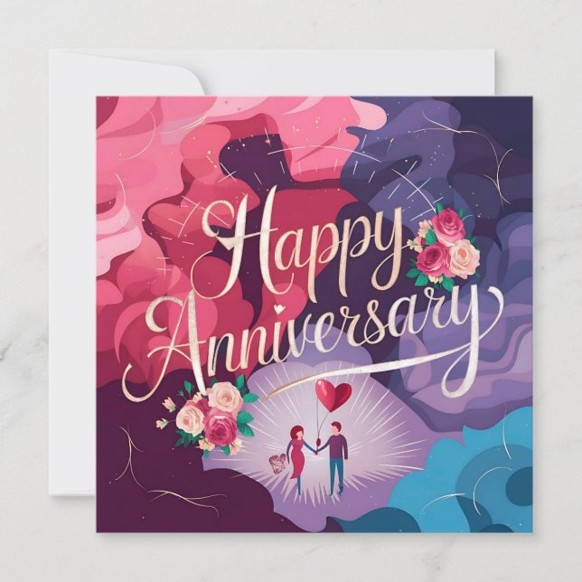 Happy Wedding Anniversary Cards Elegant (Front)