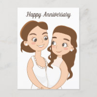 Happy Wedding Anniversary Cute Lesbian Couple