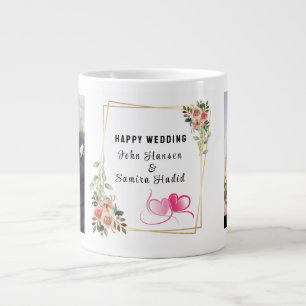 "Happy Wedding" Anniversary Engagement Couple  Large Coffee Mug