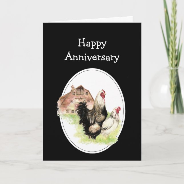 Happy Wedding  Anniversary Farm, Country Chicken Card (Front)