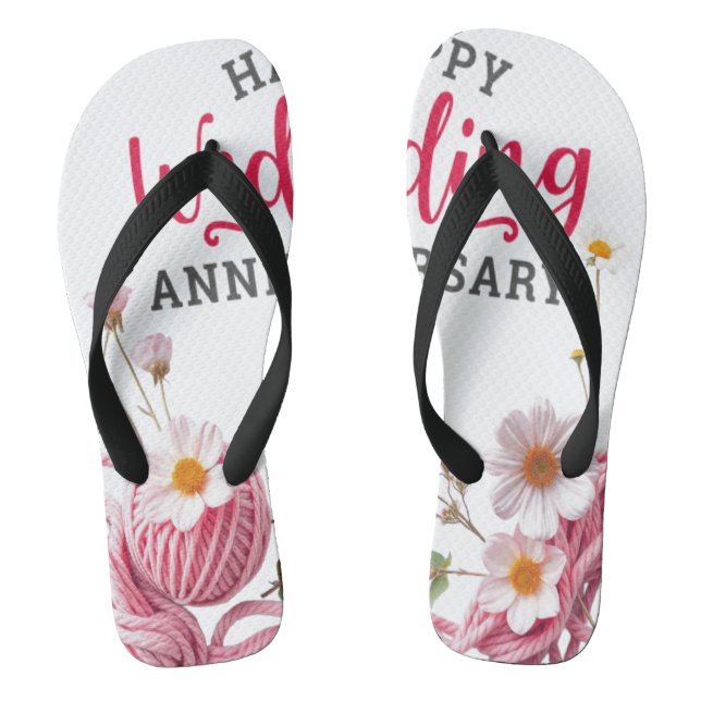 Happy wedding anniversary  flip flops (Footbed)