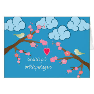 Happy Wedding Anniversary in Swedish, Spring Birds