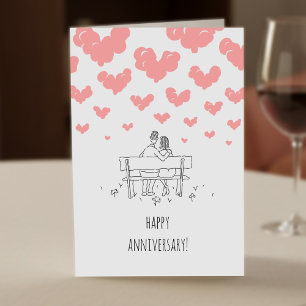 Happy Wedding Anniversary Married Couple Hearts Card