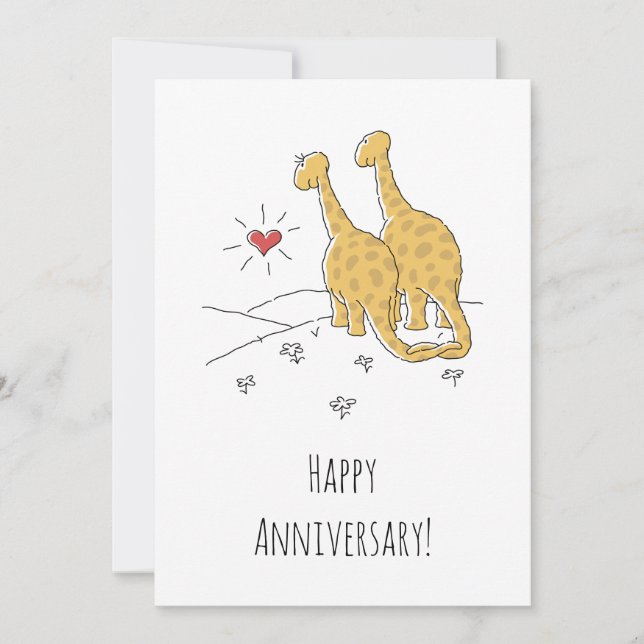 Happy Wedding Anniversary Married Dinosaurs Card (Front)
