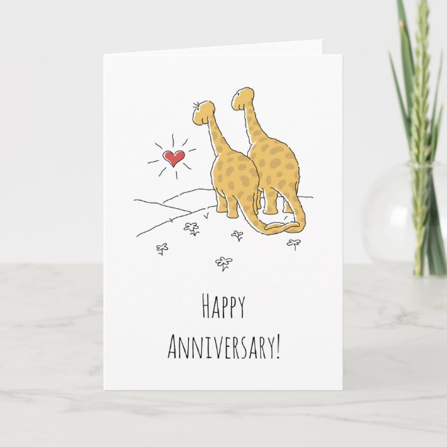 Happy Wedding Anniversary Married Dinosaurs Card (Front)