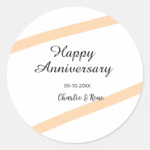 Happy wedding anniversary orange pastel lines name