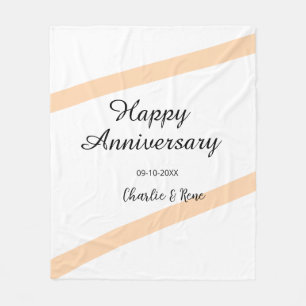 Happy wedding anniversary orange pastel lines name fleece blanket