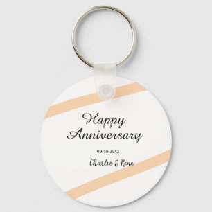 Happy wedding anniversary orange pastel lines name keychain