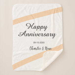 Happy wedding anniversary orange pastel lines name sherpa blanket