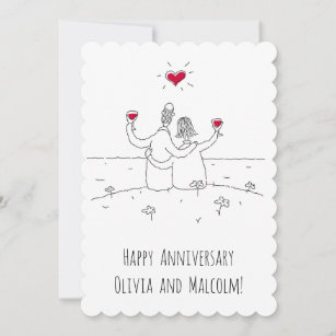 Happy Wedding Anniversary Red Heart Married Card