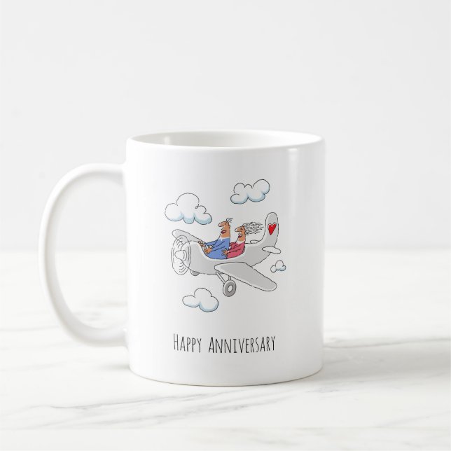 Happy Wedding Anniversary Red Heart Married Couple Coffee Mug (Left)