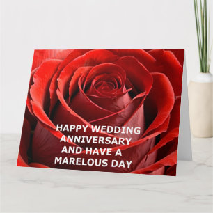 HAPPY  WEDDING ANNIVERSARY RED ROSE CARD 