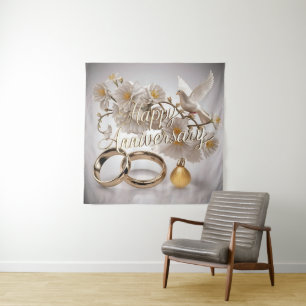 Happy Wedding Anniversary Tapestry