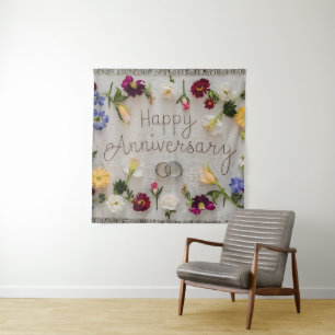 Happy Wedding Anniversary Tapestry