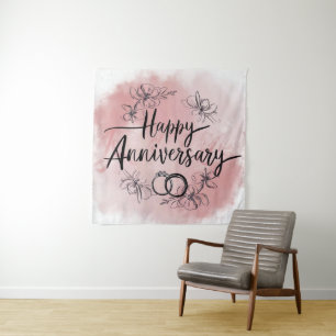 Happy Wedding Anniversary Tapestry