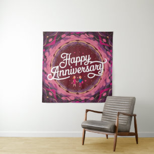 Happy Wedding Anniversary Tapestry
