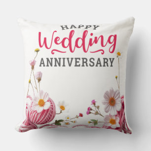 Happy wedding anniversary throw pillow