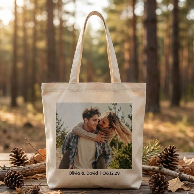 Happy Wedding Couple Photo Tote Bag (Creator Uploaded)