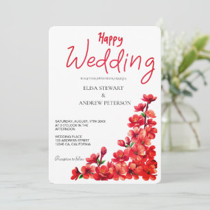 Happy Wedding Romantic Floral Wedding Invitation