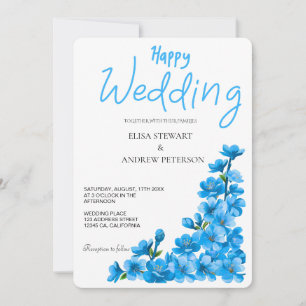 Happy Wedding Romantic Floral Wedding Invitation