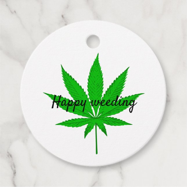 Happy Weeding Wedding Pun Favour Tags (Front)