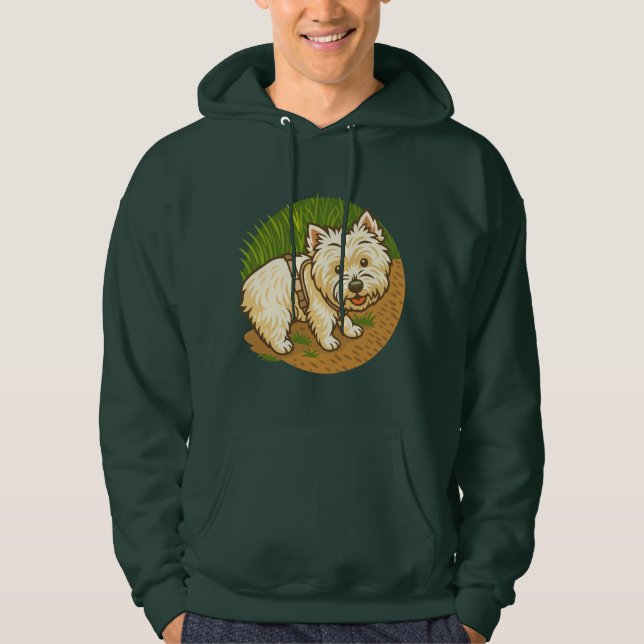 Happy Westie on Nature Trail Hoodie (Front)