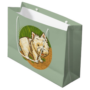 Happy Westie on Nature Trail Large Gift Bag