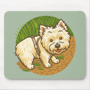 Happy Westie on Nature Trail Mouse Pad