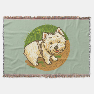 Happy Westie on Nature Trail Throw Blanket