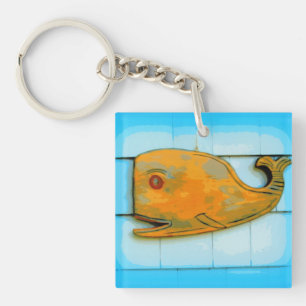 happy whale blue keychain