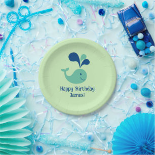 Happy Whale Kids' Birthday Party Paper Plate