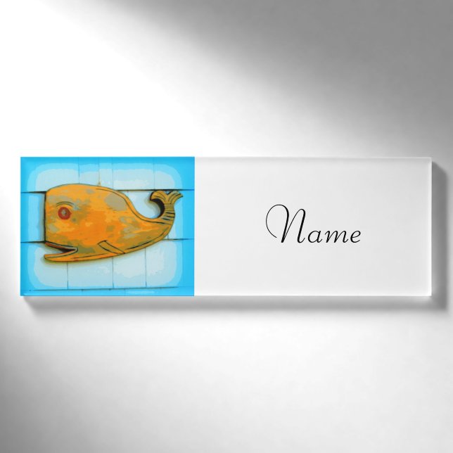 happy whale name tag (Front)