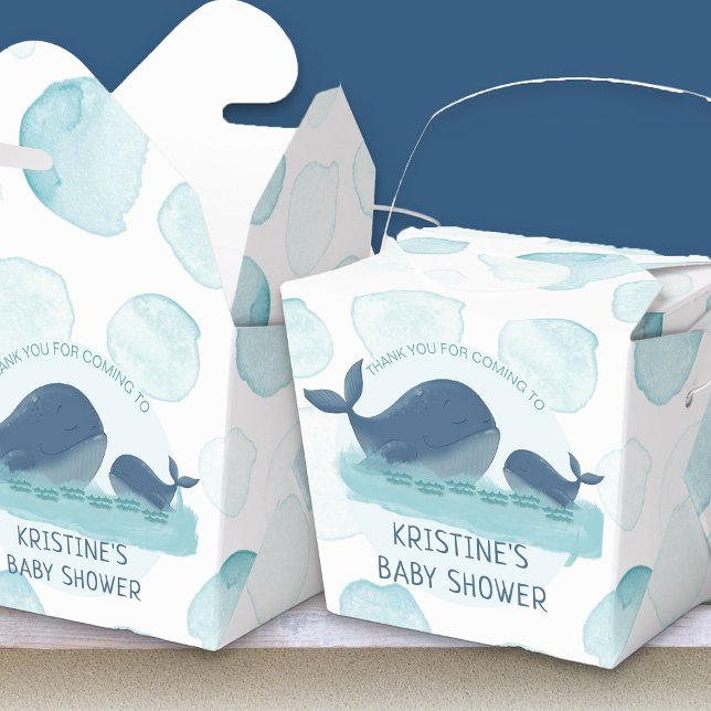 Happy Whales Ocean Bubbles Baby Shower Favor Box (Ocean themed favor boxes - Happy Whales Baby Shower Collection)