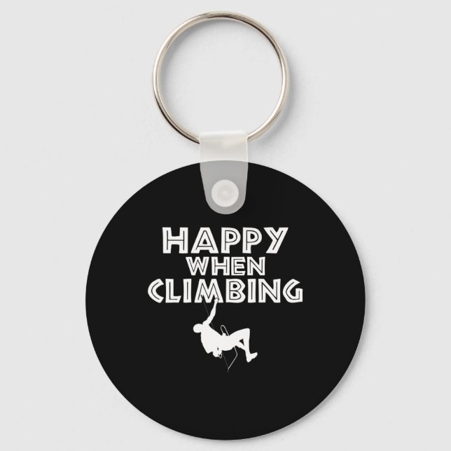 Happy When Climbing Tree Rock Climber  Keychain (Front)