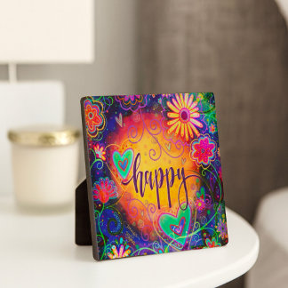 Happy Whimsical Floral Cheerful Inspirivity Plaque