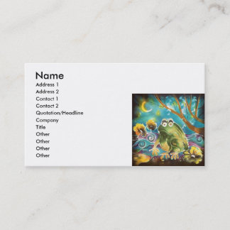 Happy Whimsical Frog at Night Silk Painting Business Card