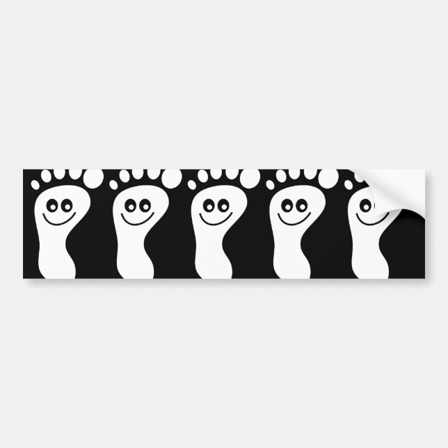 Happy White Feet Bumper Sticker (Front)