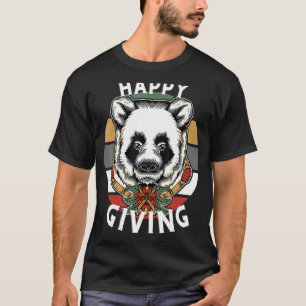 Happy White Panda Friends Giving Friendsgiving T-Shirt