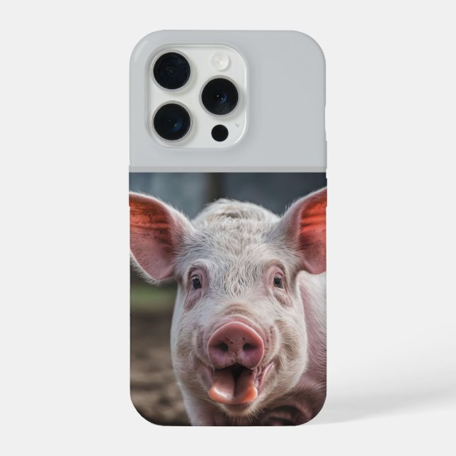 Happy White Pig Tongue Poke,  iPhone Case (Back)